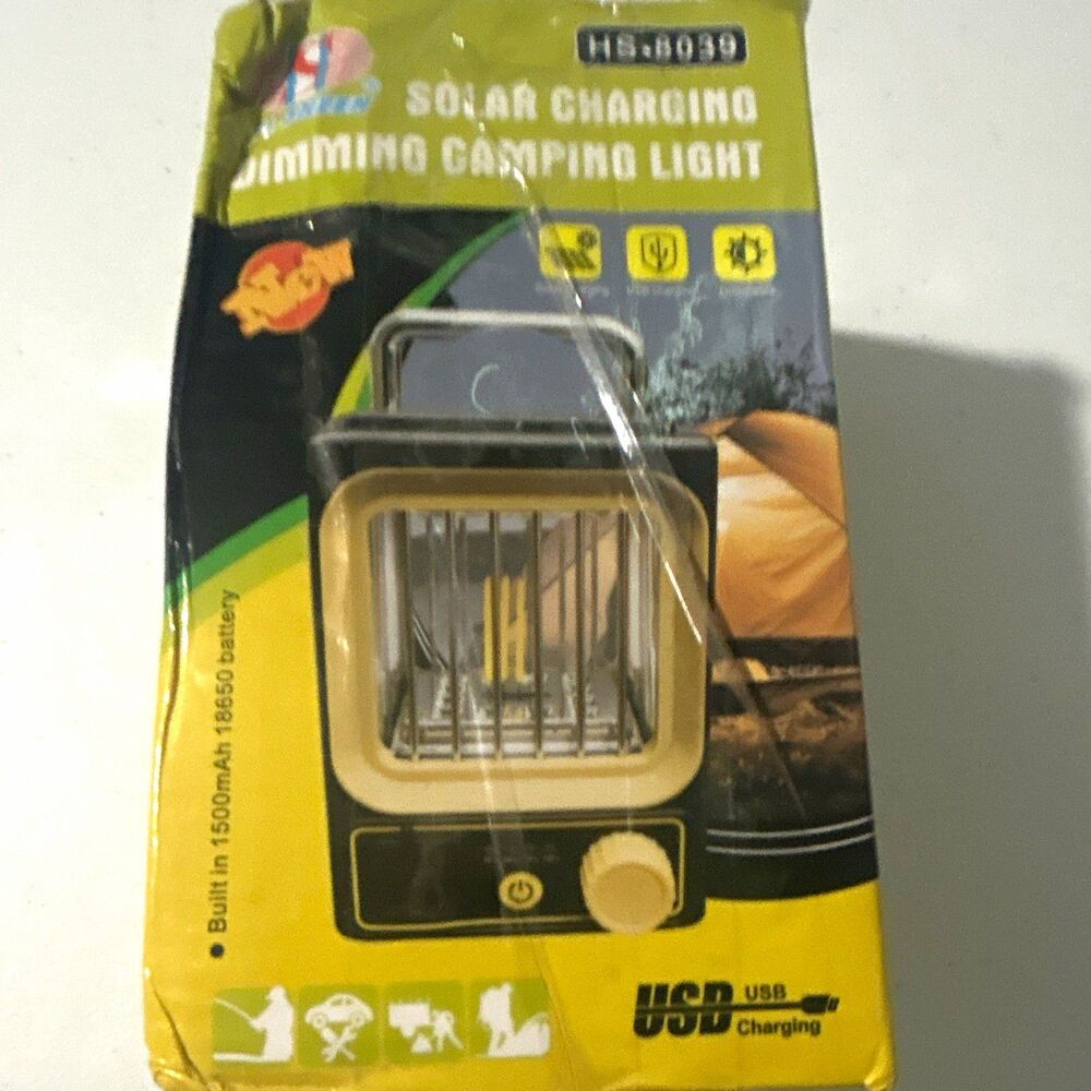 Solar Charging Dimming Camping Lantern, USB Rechargeable, Dimmable: BRAND NEW